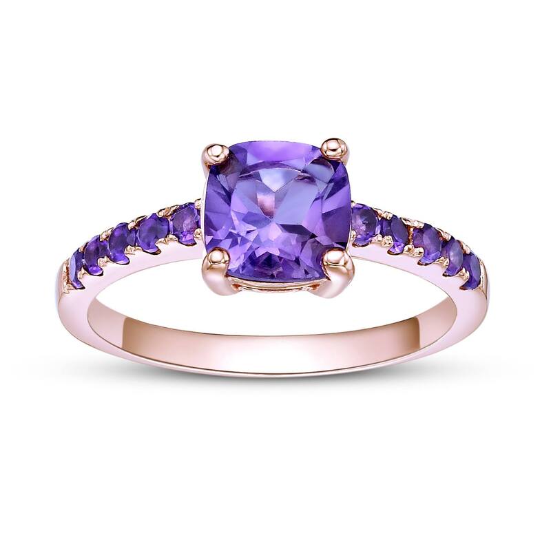 Gemminded レディース アクセサリー リング Gemminded 18k Rose Gold Over Sterling Silver Amethyst Ring Rose Tone ゴールド