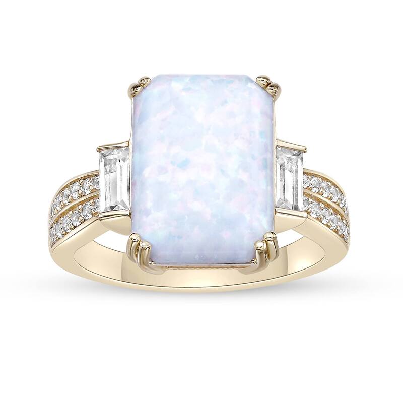 Gemminded レディース アクセサリー リング Gemminded 18k Gold Over Sterling Silver Lab-Created Opal & Lab-Created White Sapphire Ringold Tone ゴールド