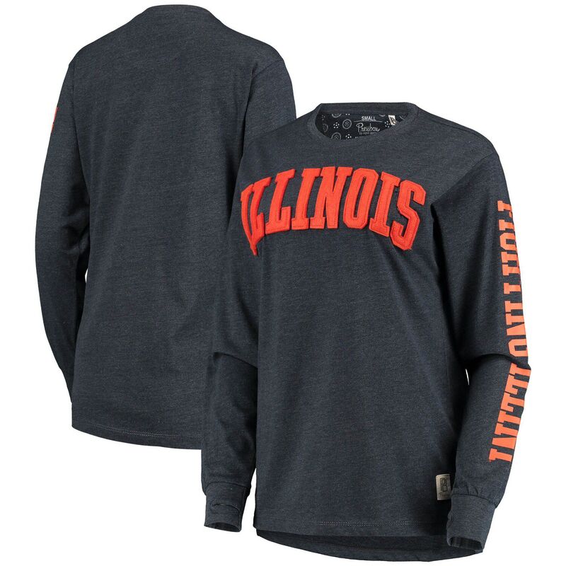 アンブランデッド レディース トップス プルオーバー Unbranded Women\u0027s Pressbox Navy Illinois Fighting Illini Two-Hit Canyon Long Sleeve T-Shirt Ill Navy 米国海軍