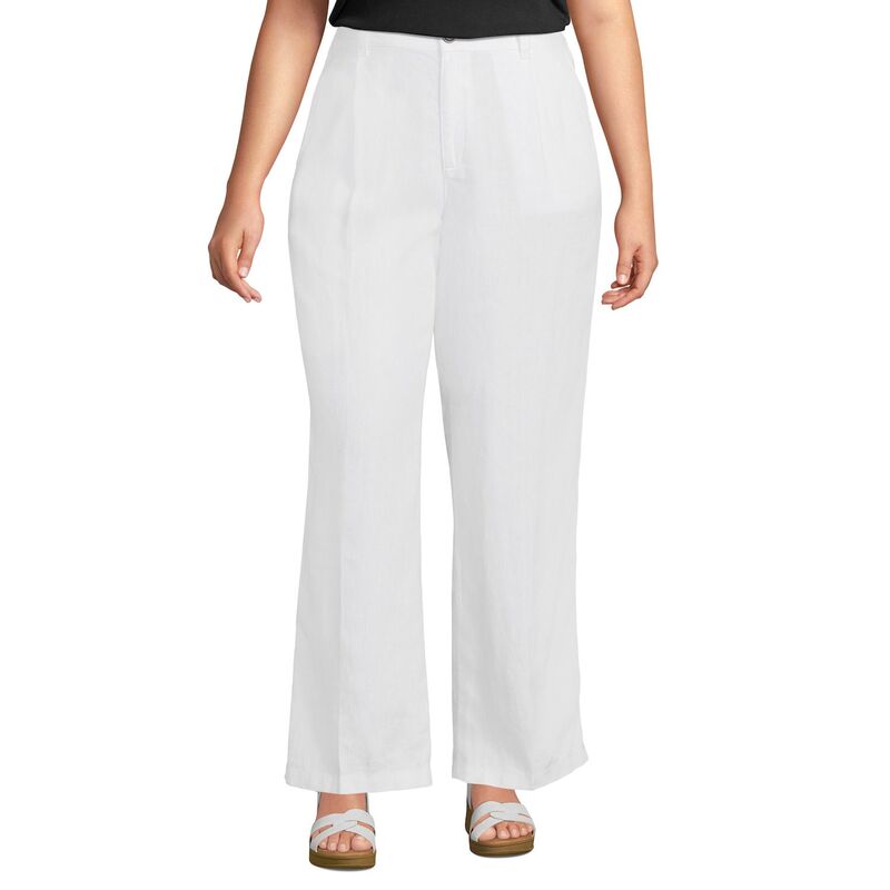 ランズエンド レディース ボトムス カジュアルパンツ プラスサイズ プリーツ Lands' End Plusize Lands ’ End High-Rise Wide-Leg Pleated Pants White ホワイト