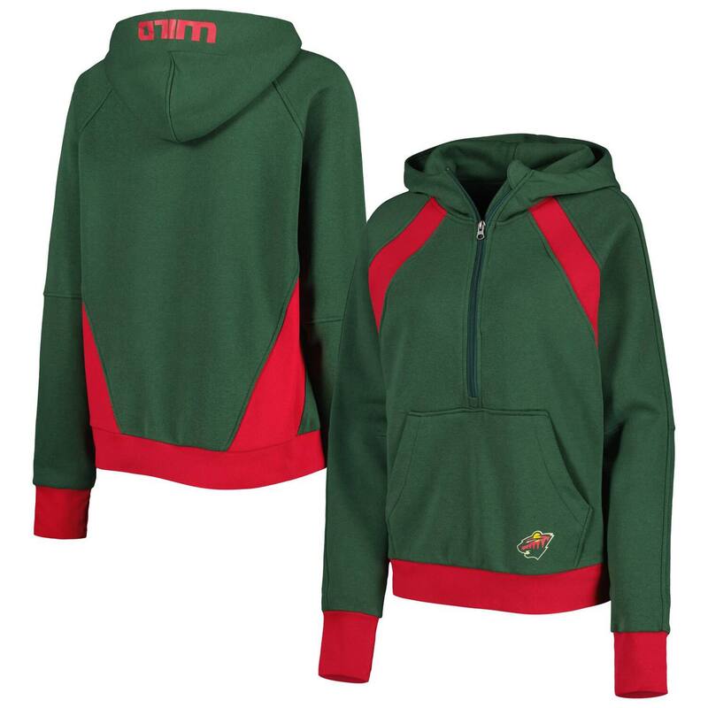 スターター レディース アウター パーカー・スウェット Women'starter Green Minnesota Wild Wishbone Half-Zip Hoodie Wld Green グリーン