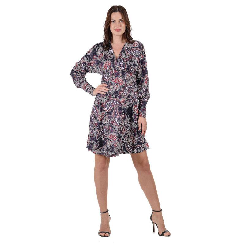 24 セブンコンフォート レディース トップス ワンピース Women's 24Seven Comfort Apparel Paisley Dolman Long Sleeve Cocktail Dress Red Multi レッド
