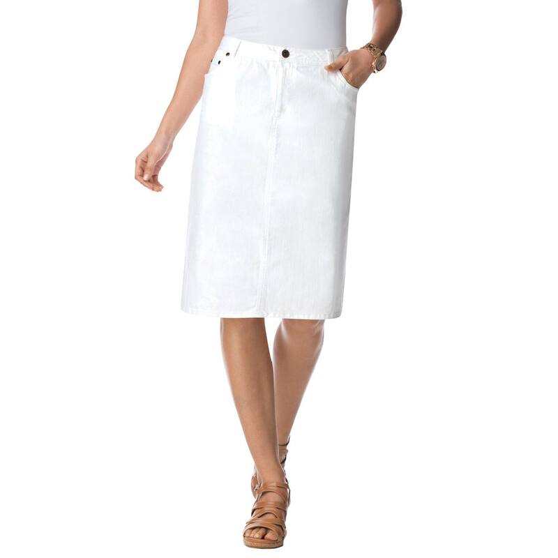 ジェシカロンドン レディース ボトムスカート プラスサイズ デニム Jessica London Women's Plusize True Fit Stretch Denim Short Skirt White ホワイト