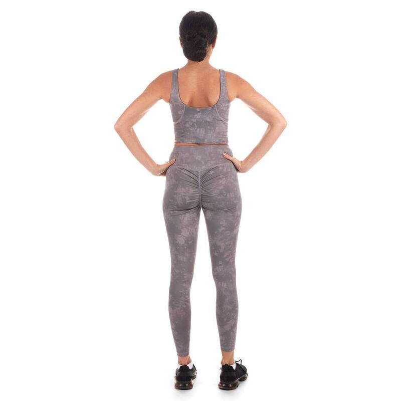メモイ レディース ボトムス カジュアルパンツ プリント ブーツ MeMoi Tie Dye Print Scrunch Booty Stitch Athletic Leggingray グレー