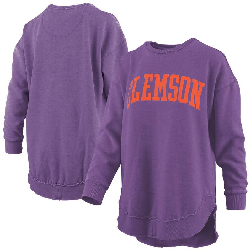 プレスボックス レディース アウター パーカー・スウェット ヴィンテージ シャツ フリース Women's Pressbox Purple Clemson Tigers Melange Poncho Vintage Fleece Long Sleeve Pullover Sweatshirt Clm Purple パープル