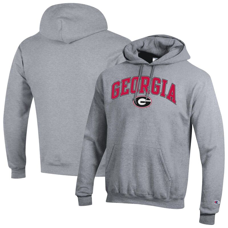 チャンピオン メンズ アウター パーカー・スウェット ロゴ Men's Champion Heather Gray Georgia Bulldogs Arch Over Logo Pullover Hoodie Uga Grey グレー