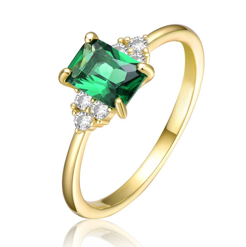 アンブランデッド レディース アクセサリー リング Unbranded Sterling Silver 14k Gold Plated Emerald & Cubic Zirconia Solitaire Cluster Engagement Ringold Tone ゴールド 25,776円