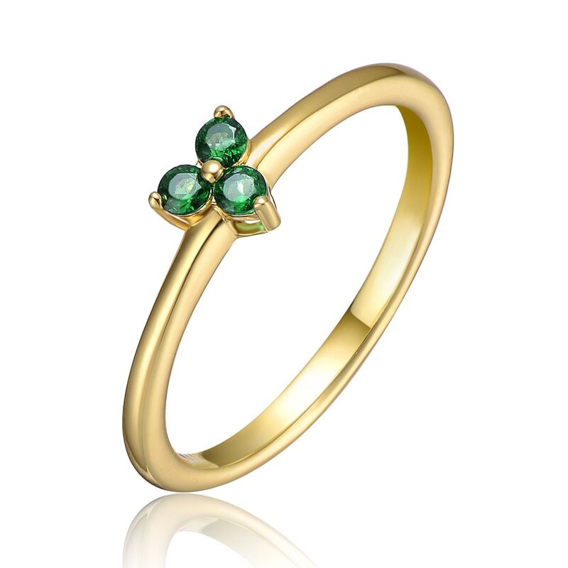 アンブランデッド レディース アクセサリー リング Unbranded 14k Gold over Sterling Silver Triple Cubic Zirconia Ringold Tone Green グリーン