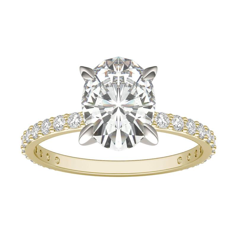チャールズ アンド コルバード レディース アクセサリー リング Charles & Colvard 10k Gold Two Tone Lab-Created Moissanite Oval Solitaire Ring 10k Two Tone ゴールド