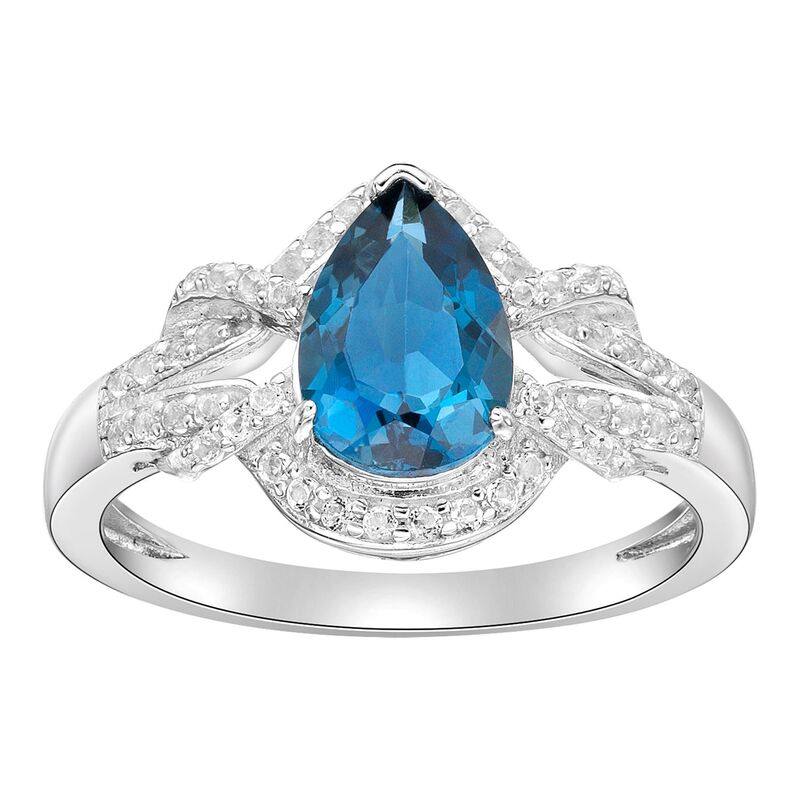 Gemminded レディース アクセサリー リング Gemminded Sterling Silver London Blue Topaz & White Topaz Halo Ring Sterling Silver シルバー
