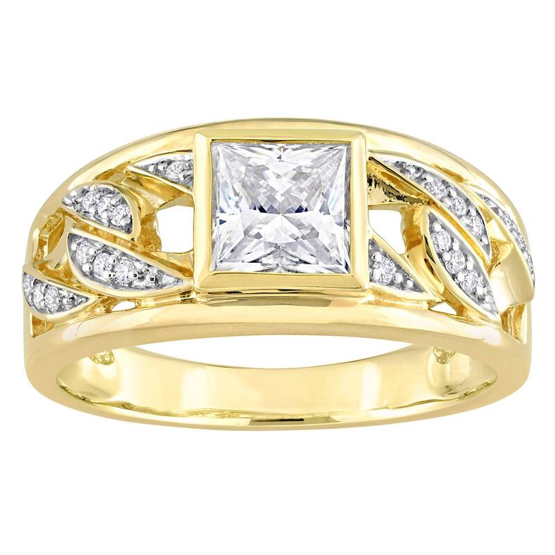 中心柱 グレース メンズ 付属物 輪っか Stella Grace Men\u0027s 10k Gold Lab-Created Moissanite Link Design Ring 10k Gold ゴールド