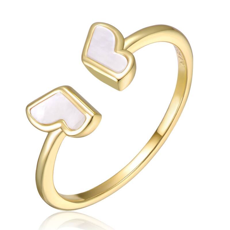 アンブランデッド レディース アクセサリー リング Unbranded 14k Gold over Sterling Silver Adjustable Mother-of-Pearl Heart Ringold Tone ゴールド
