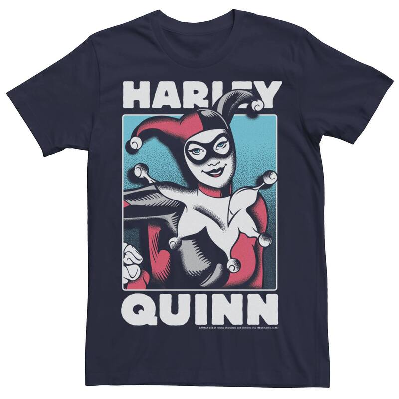 アニメ人となり メンズ トップス ティーシャツ Licensed Character Men\u0027s Batman Harley Quinn Retro Poster Tee Navy 米国海軍 Tシャツ・カットソー-メンズファッション-トップス