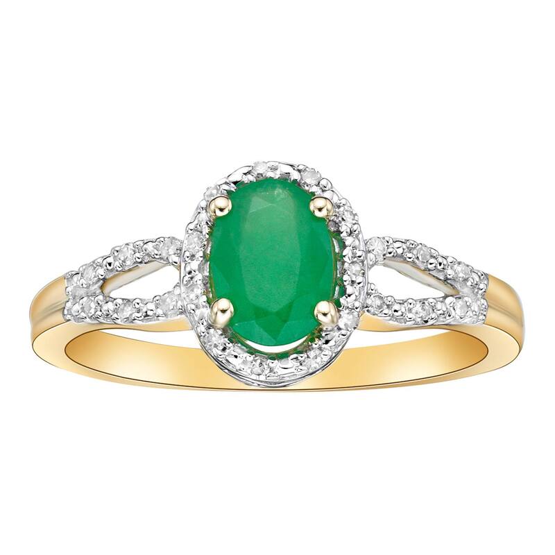 Gemminded レディース アクセサリー リング Gemminded 10k Gold 1/10 Carat.W. Diamond & Emerald Ring 10k Gold ゴールド