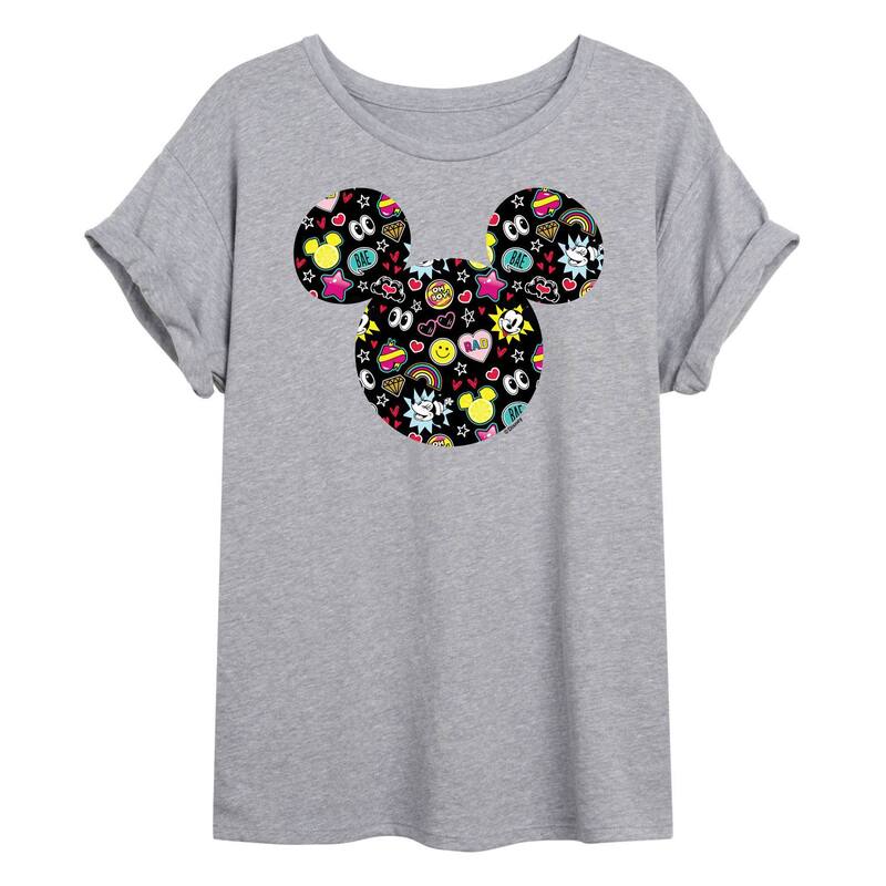 ディズニー レディース トップス Tシャツ グラフィック Disney's Mickey Mouse Juniors' Mickey Head Oversized Graphic Tee Gray グレー