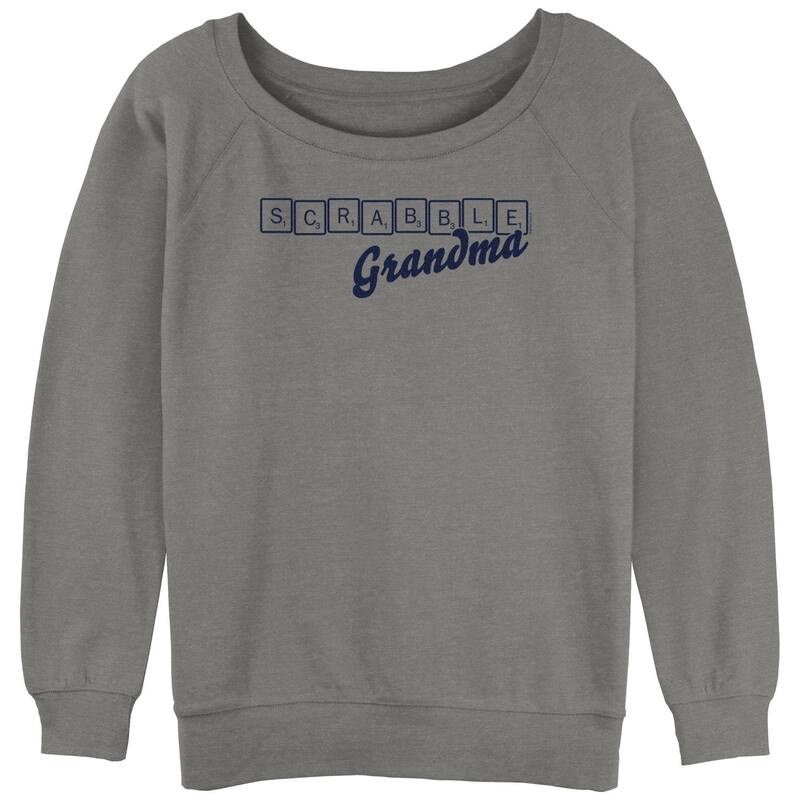 アニメキャラクター レディース トップス Tシャツ パイル Licensed Character Juniors' Scrabble Grandma Tileslouchy Terry Pullover Gray Heather グレー