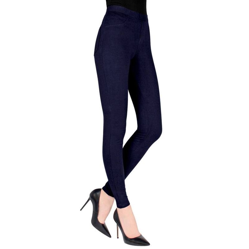 メモイ レディース ボトムス 心地好いズボン下 綿織物 レギンス MeMoi Pants-style Cotton Blend Leggings Navy 米国海軍
