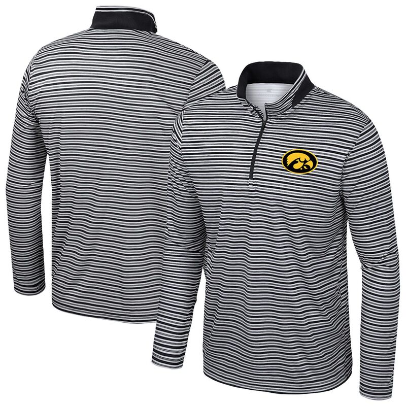 コロシアム メンズ トップス Tシャツ Men's Colosseum Black Iowa Hawkeyestriped Quarter-Zip Top Iwa Black ブラック｜ReVida 店