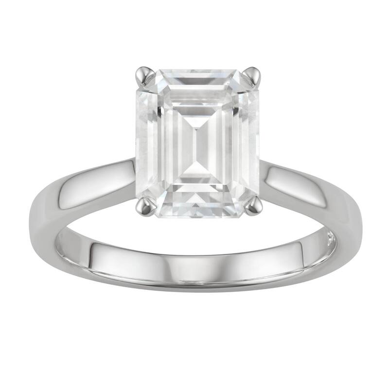 チャールズ アンド コルバード レディース アクセサリー リング Charles & Colvard 14K White Gold Lab-Created Moissanite 3 1/2 Ct.W. Emerald-Cut Solitaire Ring 14kwh Gold ゴールド