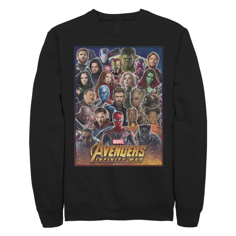 アニメキャラクター レディース アウター パーカー・スウェット シャツ Licensed Character Juniors' Avengers Infinity Poster Group Sweatshirt Black ブラック