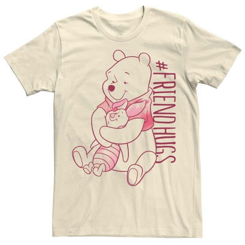 ウォルトディズニー メンズ トップス ティーシャツ Disney\u0027s Winnie The Pooh Piglet Pooh Friend Hugs Men\u0027s Tee Natural トップス-メンズファッション-Tシャツ・カットソー
