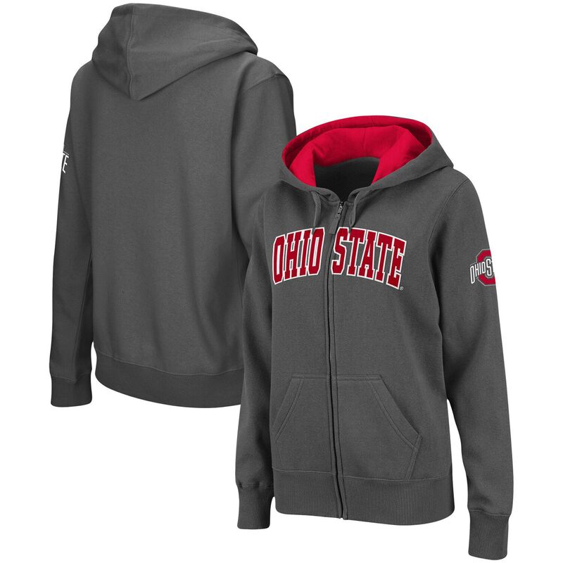コロシアム レディース アウター パーカー・スウェット Colosseum Women's Charcoal Ohio State Buckeyes Arched Name Full-Zip Hoodie Osu Charco チャコール