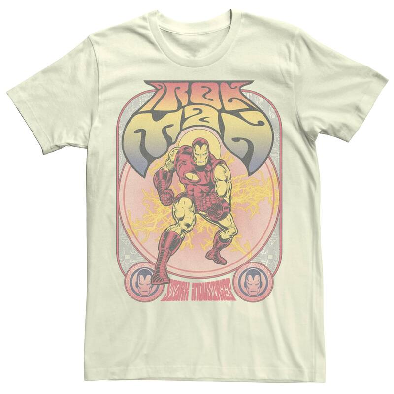 アニメ人となり メンズ トップス ティーシャツ Licensed Character Men\u0027s Marvel Comics Retro Iron Man Stark Industries Tee Natural トップス-Tシャツ・カットソー