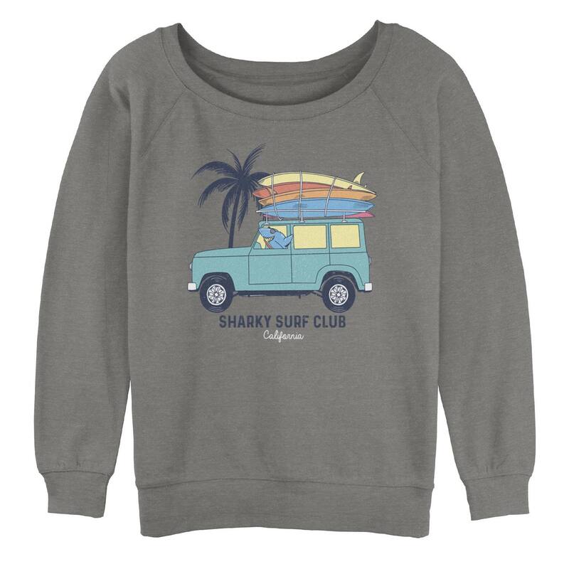 アニメキャラクター レディース アウター パーカー・スウェット シャツ グラフィック Licensed Character Juniors' "Sharky Surf Club" Shark In Surfboard Van Oversized Graphic Sweatshirt Gray Heather グレー 11,150円