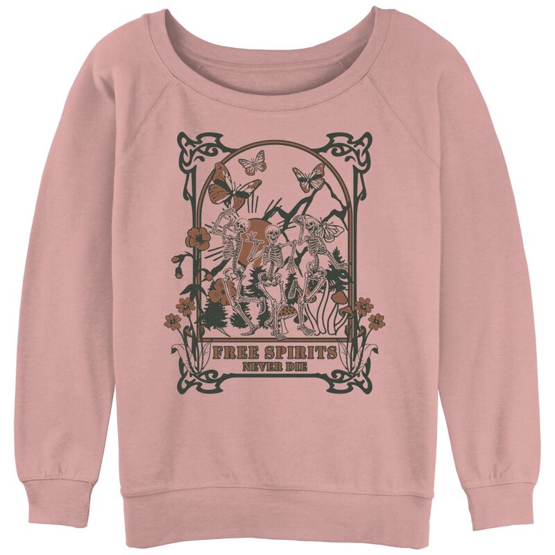 アンブランデッド レディース トップス プルオーバー パイル グラフィック Unbranded Juniors\u0027 Free Spirits Never Die Slouchy Terry Graphic Pullover Desert Pink サクラ色