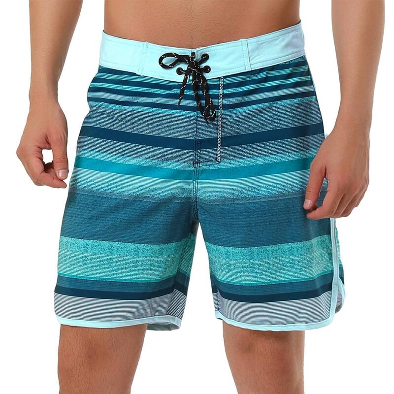 Lars Amadeus メンズ 水着 ハーフパンツ・ショーツ ドローコードウエスト ショートパンツ Lars Amadeus Men'shortswim Shorts Drawstring Waist Summer Board Shorts Blue Grey グレー｜ReVida 店