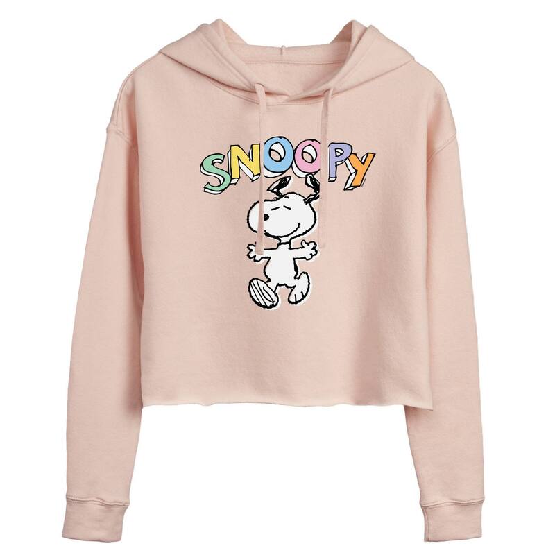 アニメキャラクター レディース アウター パーカー・スウェット クロップド グラフィック Licensed Character Juniors' Peanutsnoopy Sketchy Cropped Graphic Hoodie Pink ピンク