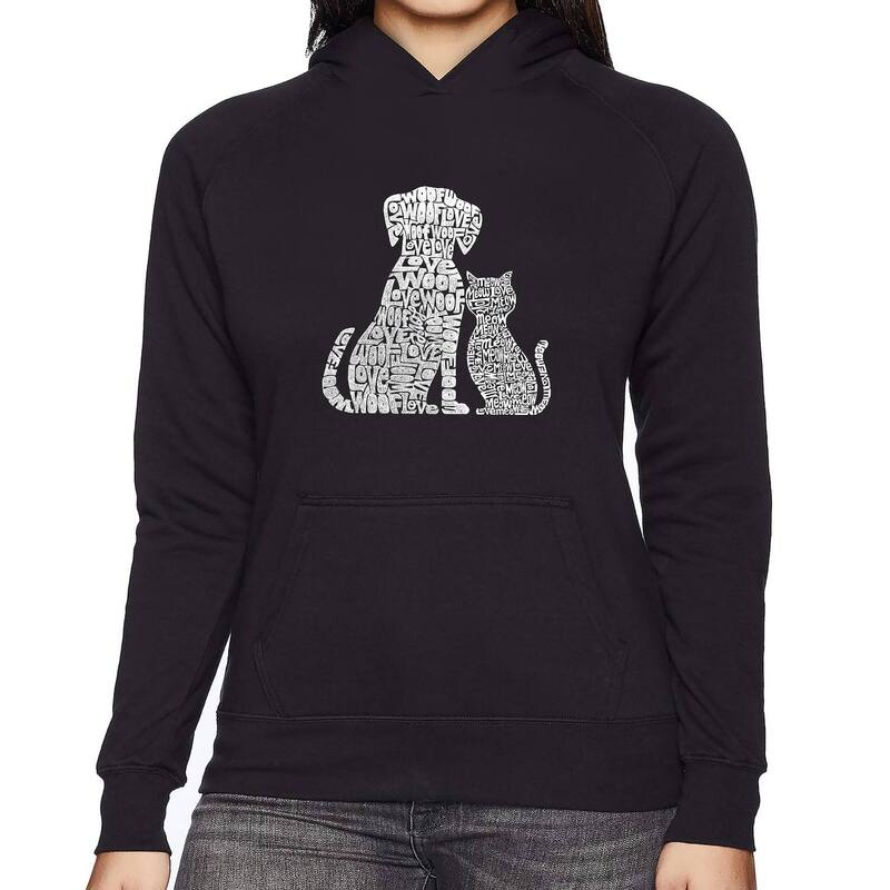エルエーポップアート レディース アウター パーカー・スウェット シャツ LA Pop Art Dogs and Cats - Women's Word Art Hooded Sweatshirt Black ブラック