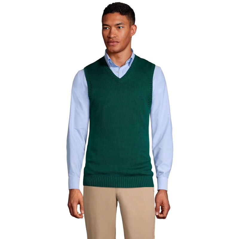 ランズエンド メンズ アウター ニット・セーター ベスト コットン Men's Lands' End Cotton Modal Sweater Vest Evergreen