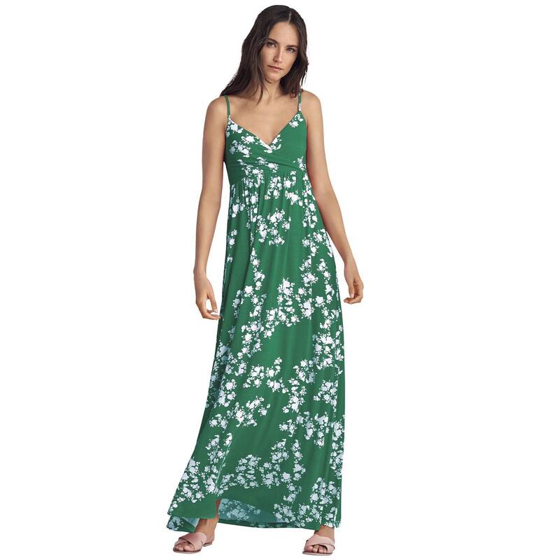 Ellos レディース トップス 衣装 つけ加える大きさ 編み物 マキシ ellos Plusize Knit Surplice Maxi Dress Tropical Green White 白いこと