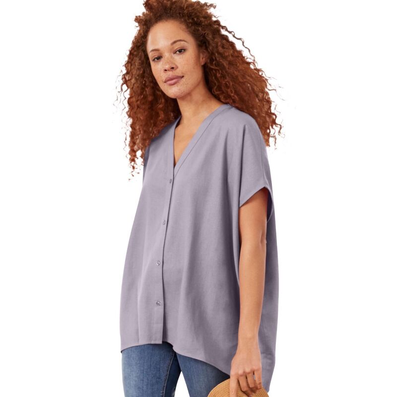 Ellos レディース トップス Tシャツ プラスサイズ リネン ellos Plusize Oversized Linen-Blend Tunic Lilac Smoke スモーク