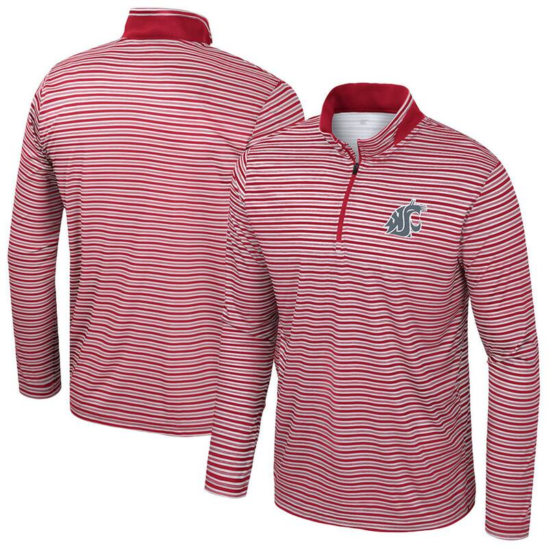 コロシアム メンズ トップス Tシャツ Men's Colosseum Crimson Washington State Cougarstriped Quarter-Zip Top Wsc Red レッド｜ReVida 店