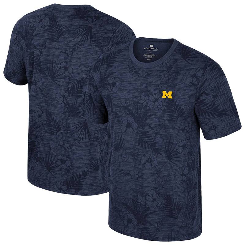 コロシアム メンズ トップス Tシャツ フラワー柄 プリント フラワー Men's Colosseum Navy Michigan Wolverines Floral Printed T-Shirt Mic Navy ネイビー