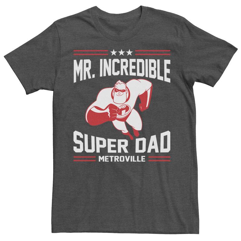 ディズニー ピクサー メンズ トップス Tシャツ Disney / Pixar's The Incredibles Men'super Dad Tee Char Hthr