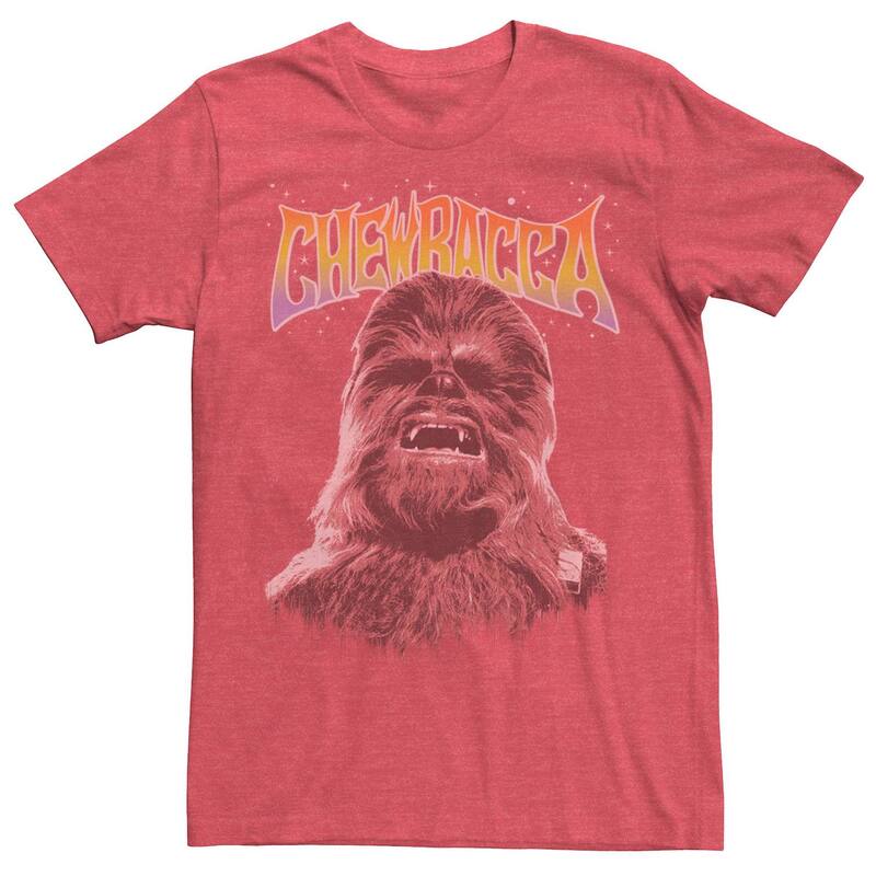 アニメ人となり メンズ トップス ティーシャツ グラフィック Licensed Character Men\u0027star Wars Chewbacca Retro Text Graphic Tee Red Hthr 赤いこと トップス-Tシャツ・カットソー-メンズファッション