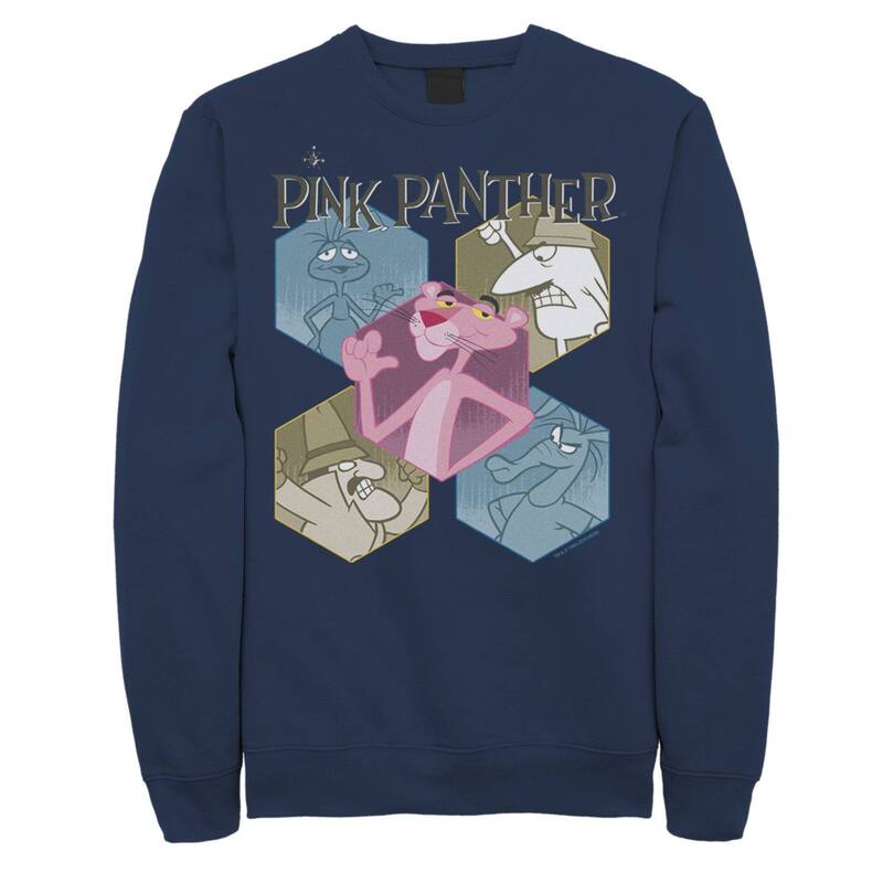 アニメキャラクター メンズ アウター パーカー・スウェット シャツ Licensed Character Men's The Pink Panther Hexagonal Portraitsweatshirt Navy ネイビー｜ReVida 店