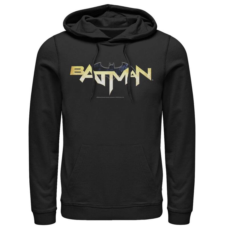 アニメキャラクター メンズ アウター パーカー・スウェット ロゴ Licensed Character Men DComics Batman Modern Chestext Logo Hoodie Black ブラック