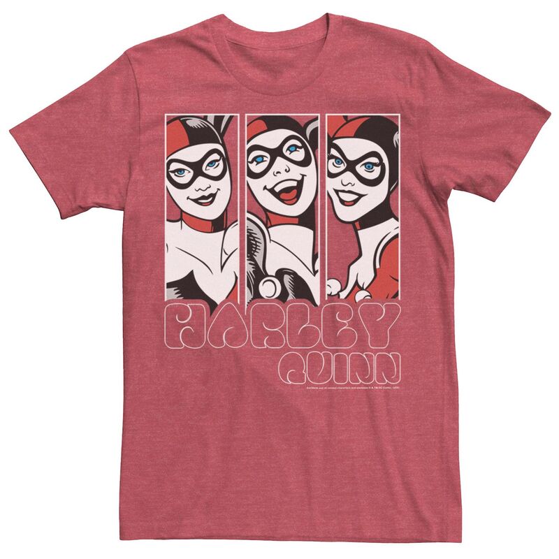 アニメ人となり メンズ トップス ティーシャツ ヴィンテージ Licensed Character Men\u0027s Batman Harley Quinn Vintage Portrait Panel Tee Red Hthr 赤いこと メンズファッション-Tシャツ・カットソー-トップス