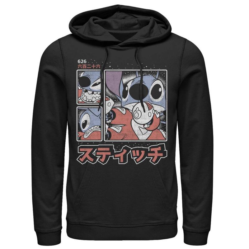 ディズニー メンズ アウター パーカー・スウェット Disney's Lilo & Stitch 626 Stitch Day Kanji Panels Men's Hoodie Black ブラック|ReVida 店
