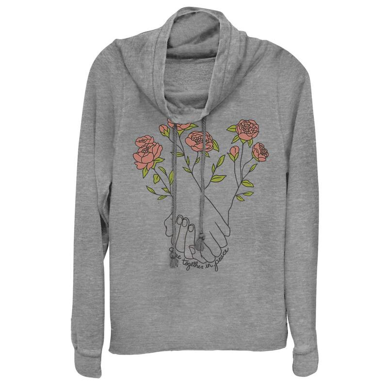 アンブランデッド レディース トップス プルオーバー 御花柄 御花 グラフィック Unbranded Juniors\u0027 Come Together Floral Cowlneck Graphic Lightweight Long Sleeve Gray Heather 薄墨色