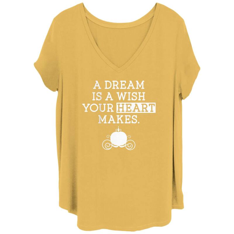 ディズニー レディース トップス Tシャツ プラスサイズ Disney's Cinderella Dream Is A Wish Carriage Silhouette Juniors' Plus Tee Ochre