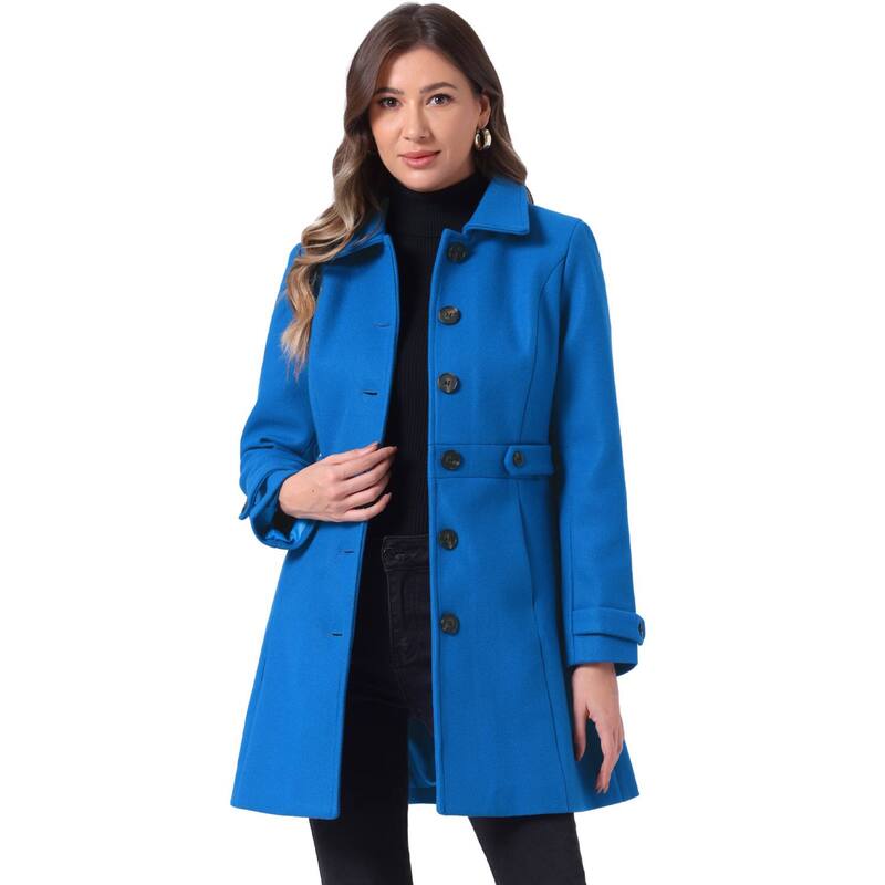 アレグラ ケー レディース アウター ジャケット・ブルゾン コート ALLEGRA K Women Classic Single Breasted Winter Long Trenchcoat with Pockets Blue ブルー