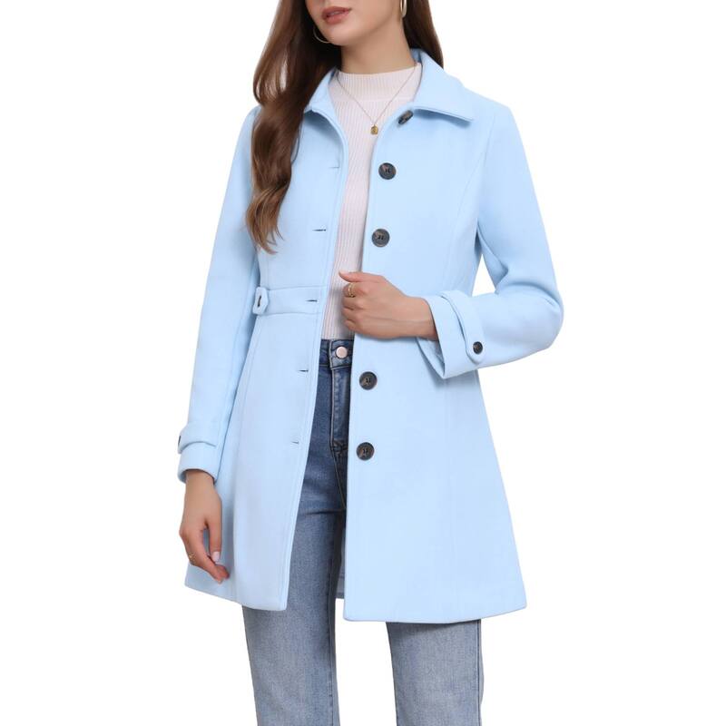 アレグラ ケー レディース アウター ジャケット・ブルゾン コート ALLEGRA K Women Classic Single Breasted Winter Long Trenchcoat with Pocketsky Blue ブルー