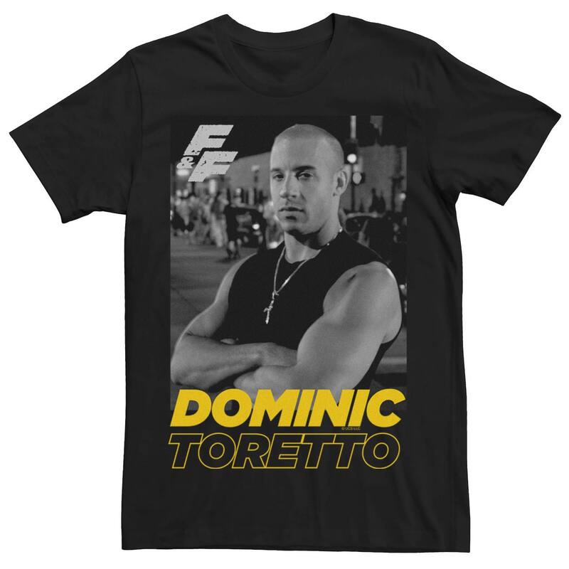 アニメ人となり メンズ トップス ティーシャツ ミニ ロゴタイプ グラフィック Licensed Character Men\u0027s Fast \u0026 Furious Dominic Toretto Portrait Logo Graphic Tee Black 黒いこと メンズファッション-トップス
