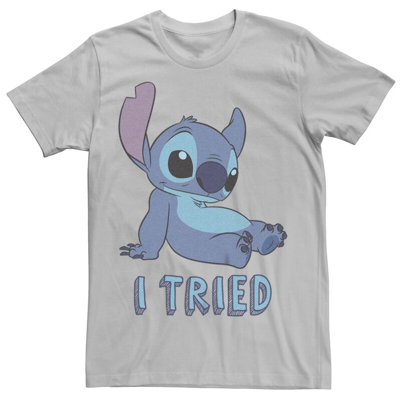ウォルトディズニー メンズ トップス ティーシャツ Disney\u0027s Lilo \u0026 Stitch Men\u0027s I Tried Tee Silver しろがね色 メンズファッション-トップス-Tシャツ・カットソー