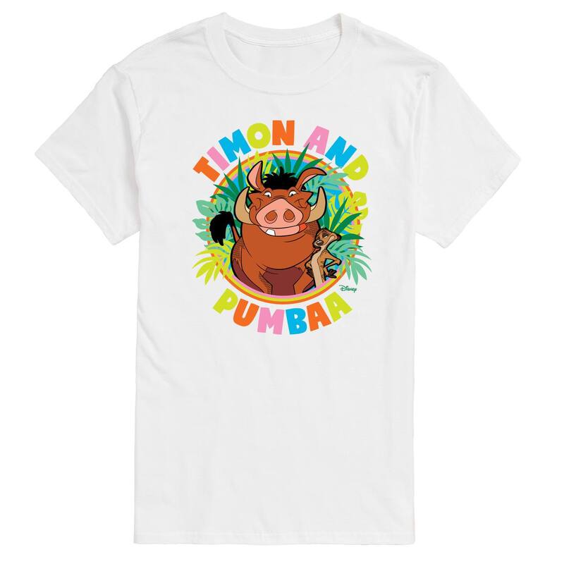 ディズニー メンズ トップス Tシャツ グラフィック Disney's The Lion King Timon And Pumba Men's Graphic Tee White ホワイト